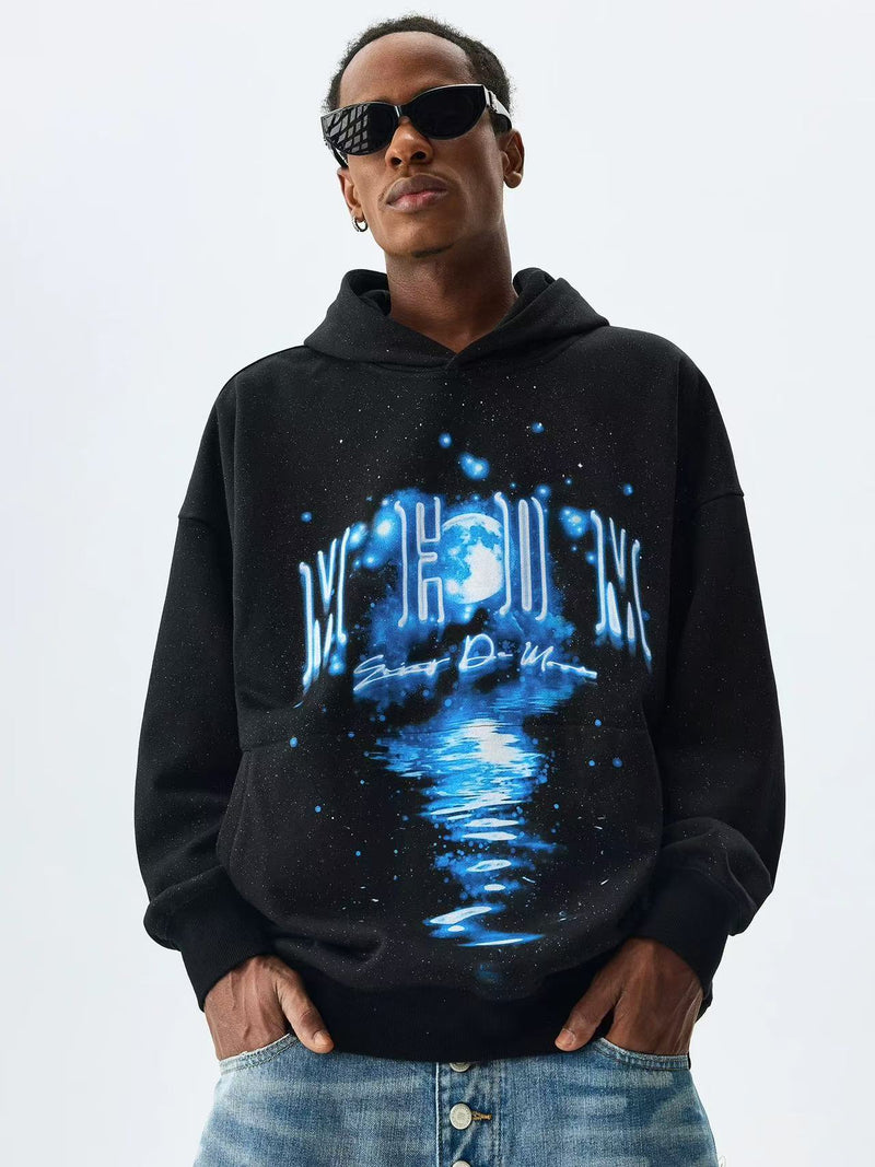 MEDM Blue Glitter Moon Reflection Hoodie