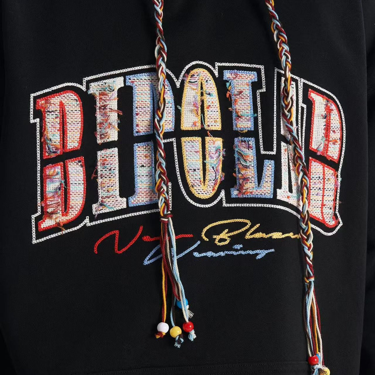 BIPOLAR Rainbow Tassel Appliqué Embroidered Hoodie