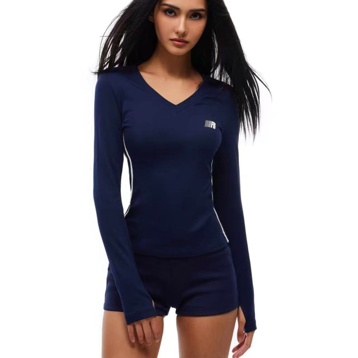 FDR Slim Fit V-neck Sports Long-sleeved Tee (For Women)