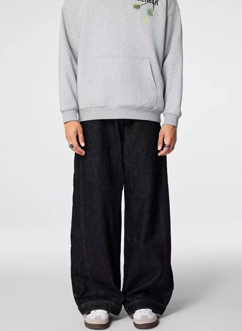 ACHOCK Washed Wide-leg Inverted Jeans