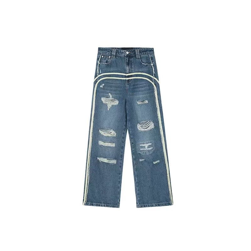 ACHOCK Washed Ripped Distressed Jeans