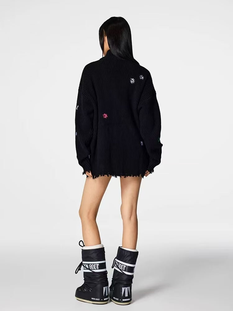 ACHOCK Vintage Floral Embroidered Sweater