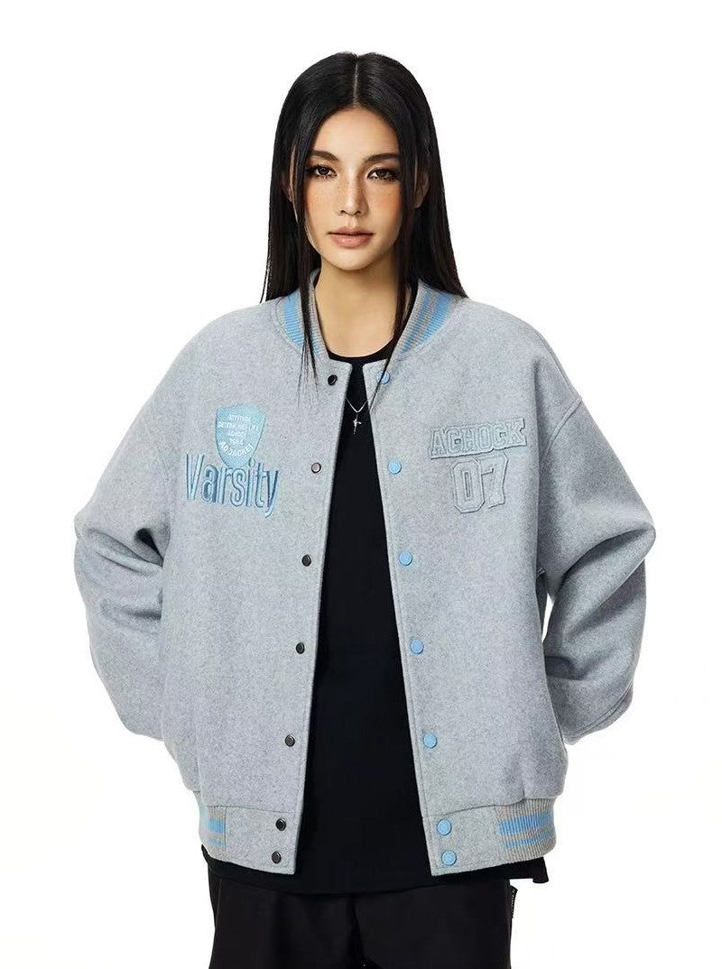 ACHOCK Retro Three-dimensional Embroidered Baseball Jacket