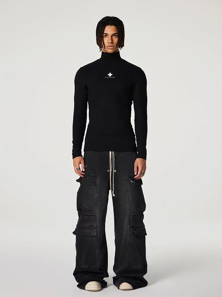 ACHOCK Half Turtleneck Slim Fit Long-sleeve T-shirt