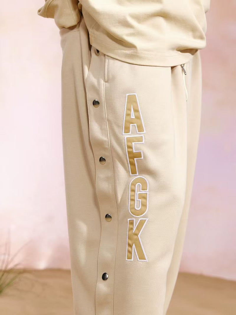 AFGK Basic Letter Casual Buttoned Pants