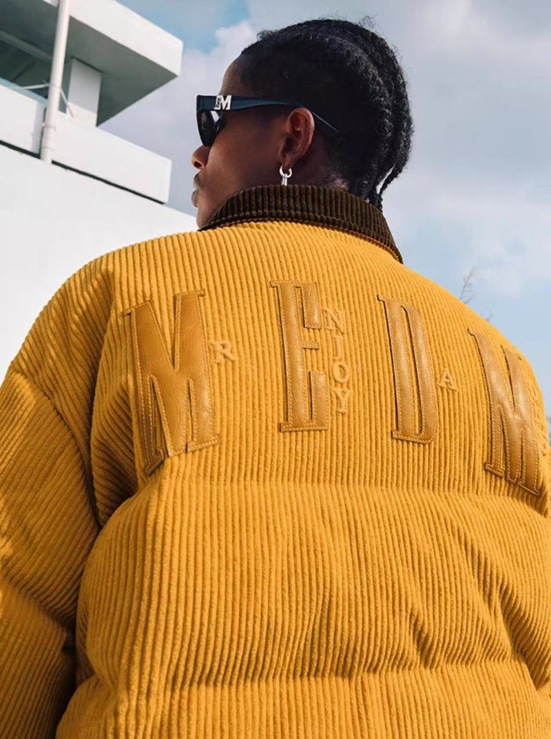 MEDM Corduroy Lapel Color Block Down Jacket