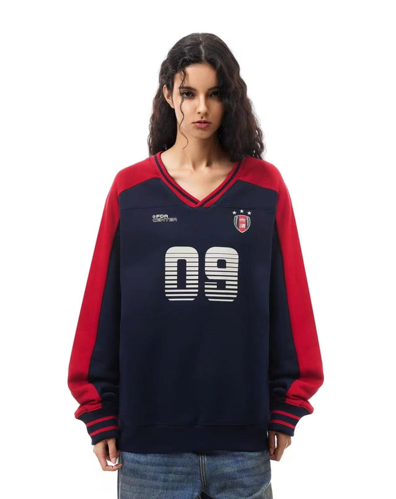 FDR 09 Printed V-neck Contrasting Sweatshirt