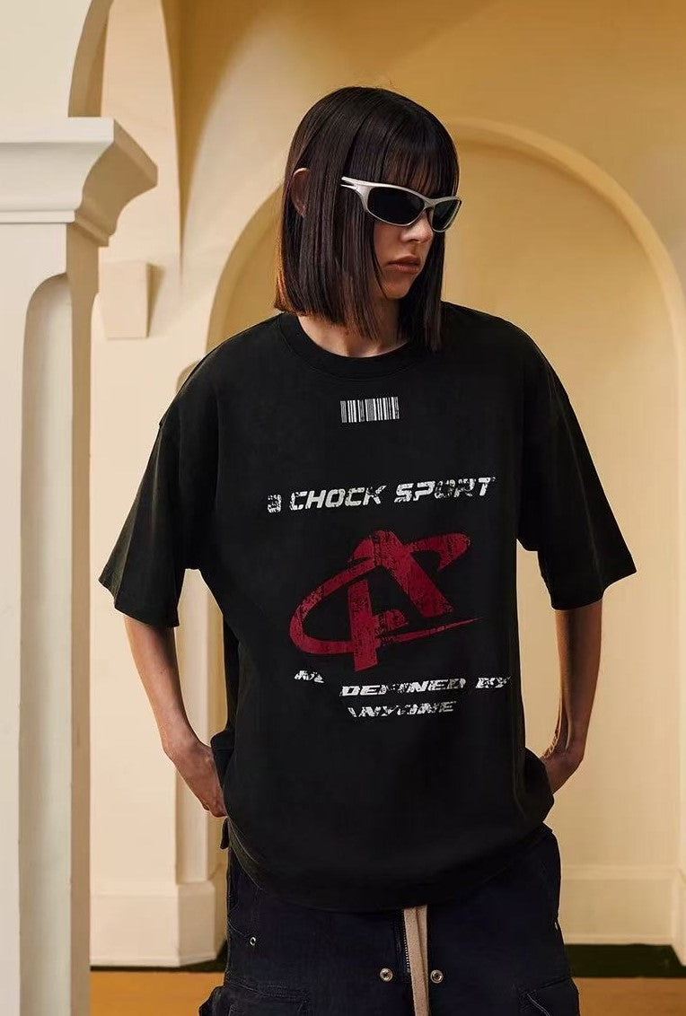 ACHOCK Heavy Washed Distressed Logo T-shirt