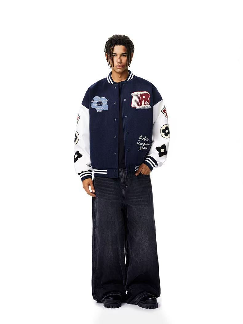 FDR R Logo Cloud Towel Embroidered Varrsity Jacket