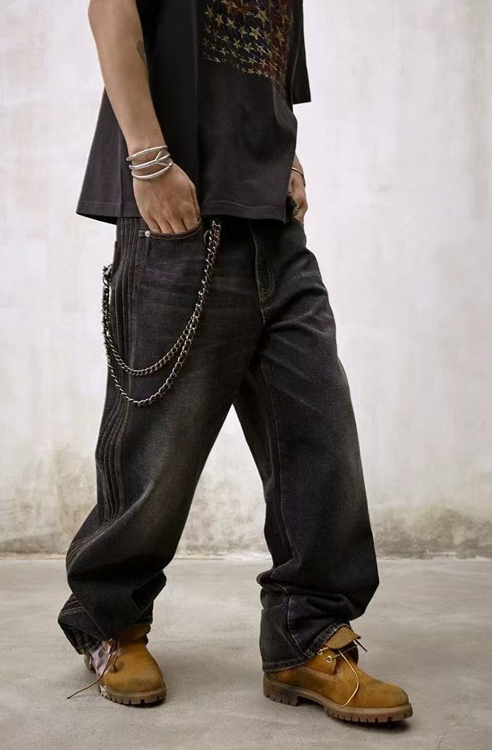 REMEDY Striped Washed Jeans