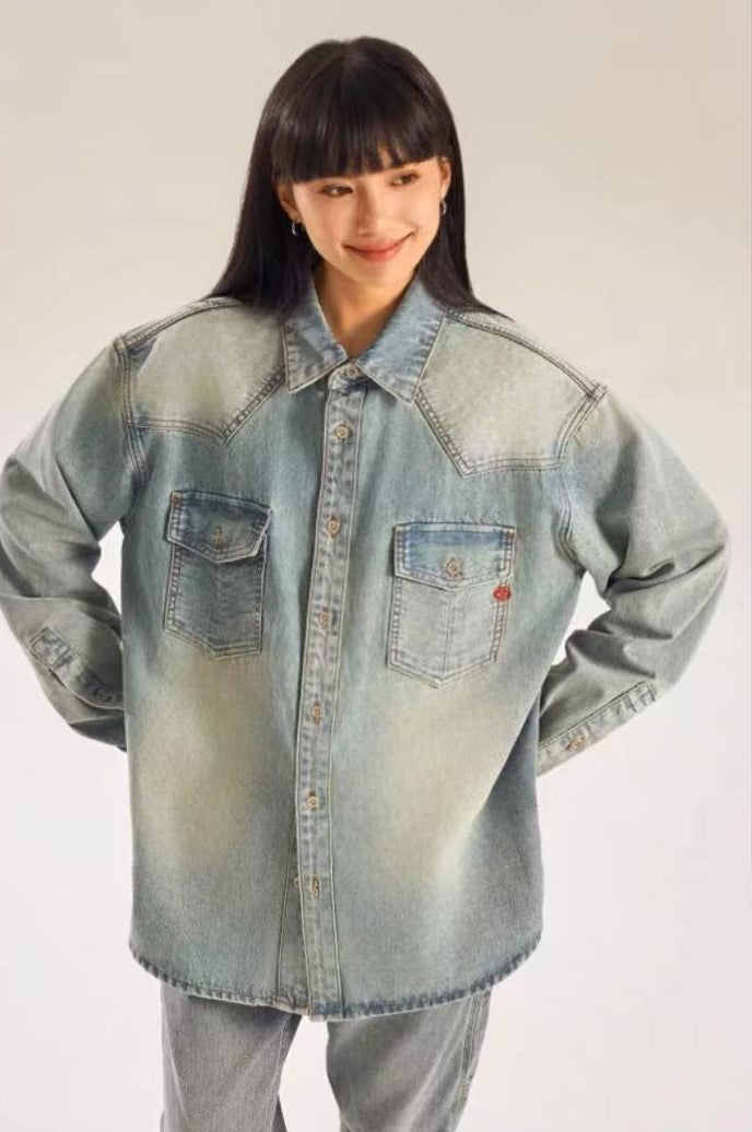 BIPOLAR Denim Embroidered Long-sleeve Jacket