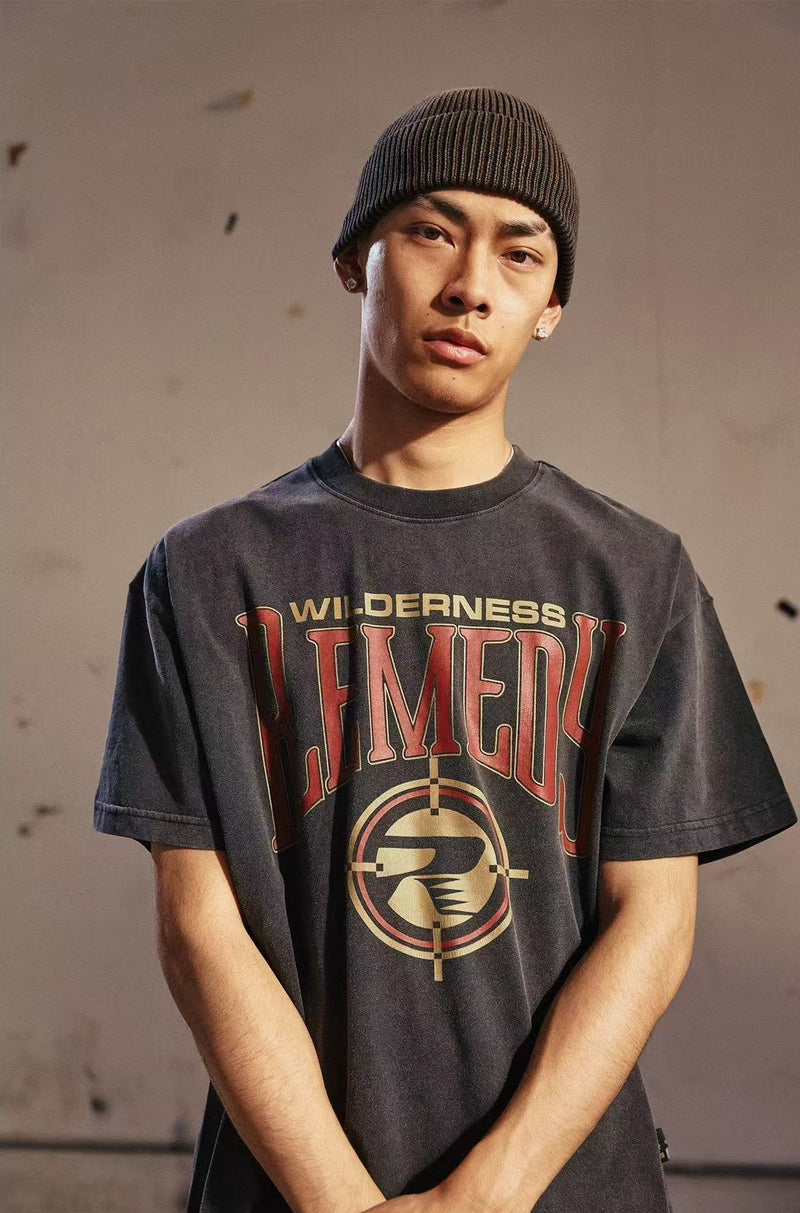 REMEDY Vintage Cowboy Logo Print Short-sleeve T-shirt