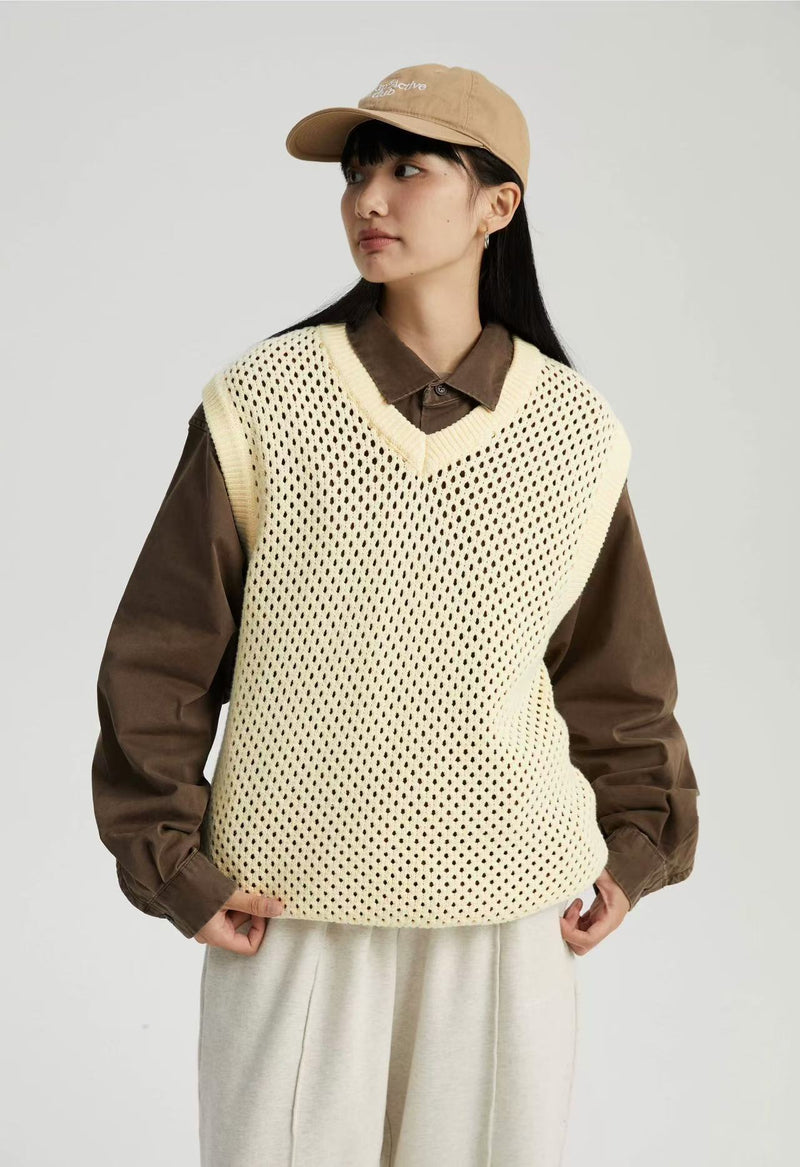 WASSUP Hollow V-neck Wool Vest