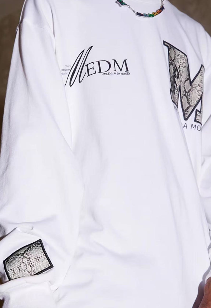 MEDM Snake Print Lettering Top Long-sleeve T-shirt