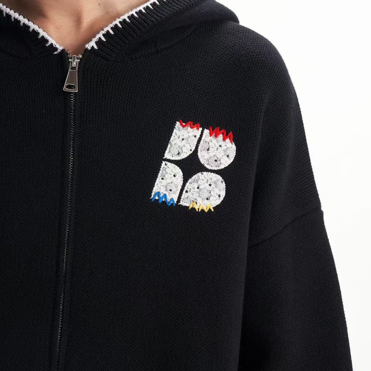 BIPOLAR Four-pointed Star Knitted Cardigan Zipper Sweater