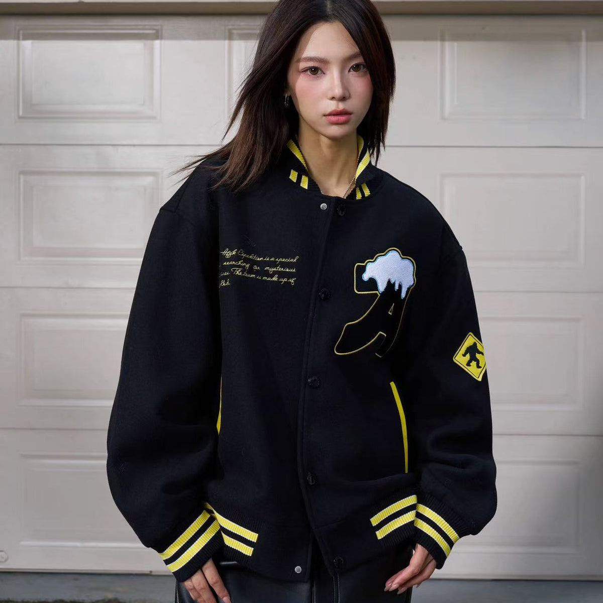 AFGK Yeti Logo Embroidered  Baseball Jacket