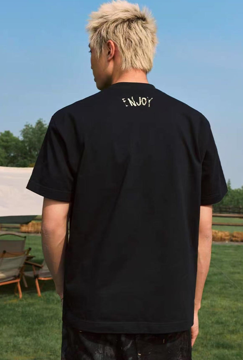 MEDM Ink Word Embroidered Short-sleeved T-shirt