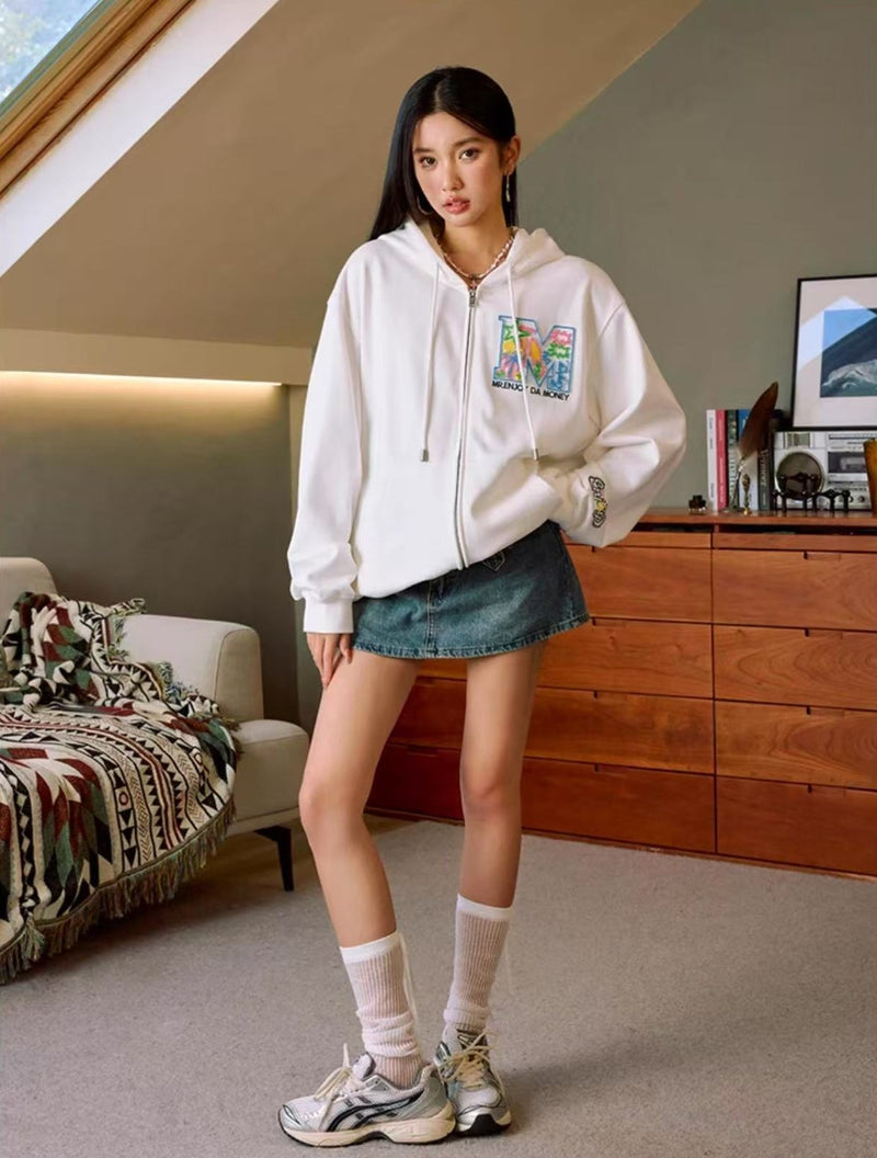 MEDM Big M Plush Wire Frame Padded Zipper Hoodie