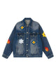 ACHOCK Flower Embroidered Denim Jacket