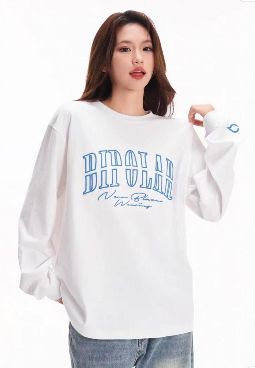 BIPOLAR Basic Embroidered Long-sleeved T-shirt