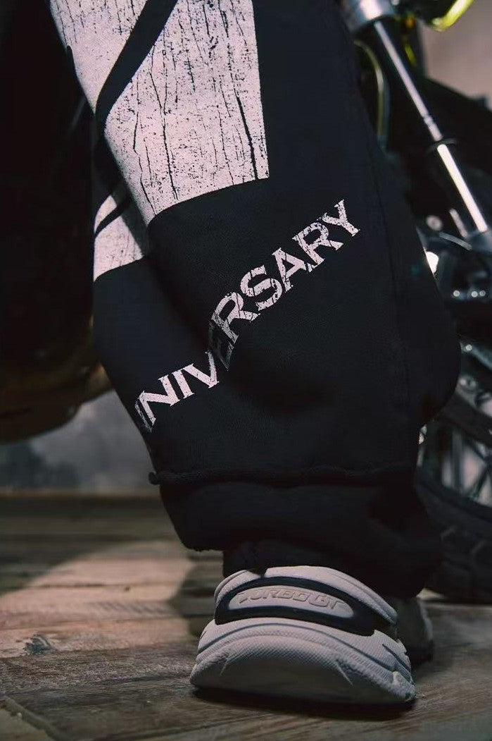 REMEDY Swirl R-shaped Patchwork Retro Distressed Trousers