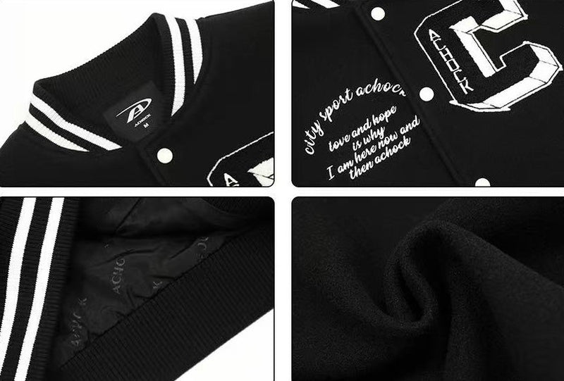 ACHOCK High Street Baseball Patchwork Embroidery Jacket