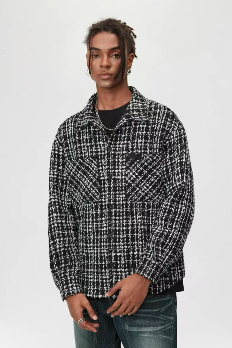 ATRY Checked Leather Logo Long Sleeve Shirt