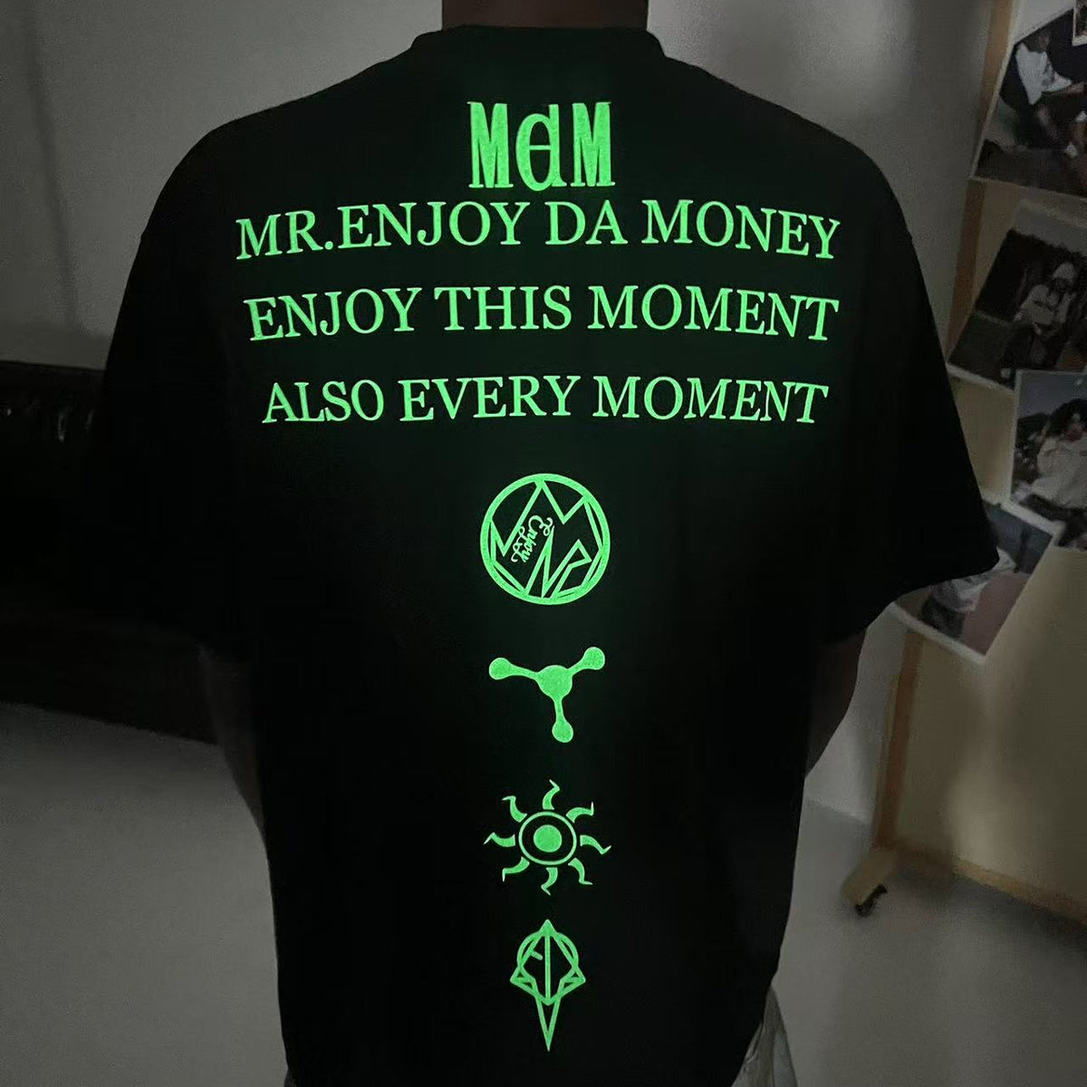 MEDM Letters Printed Luminous Short-sleeved T-shirt