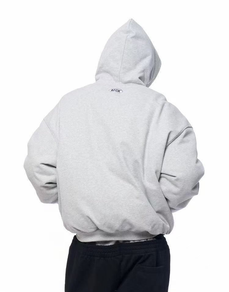 AFGK Badge Embroidered Down Hoodie Jacket