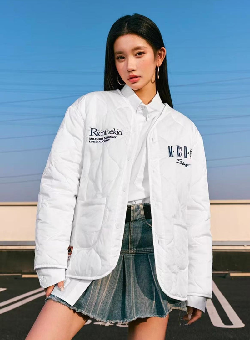 MEDM Embroidery Font Typesetting Cotton Coat