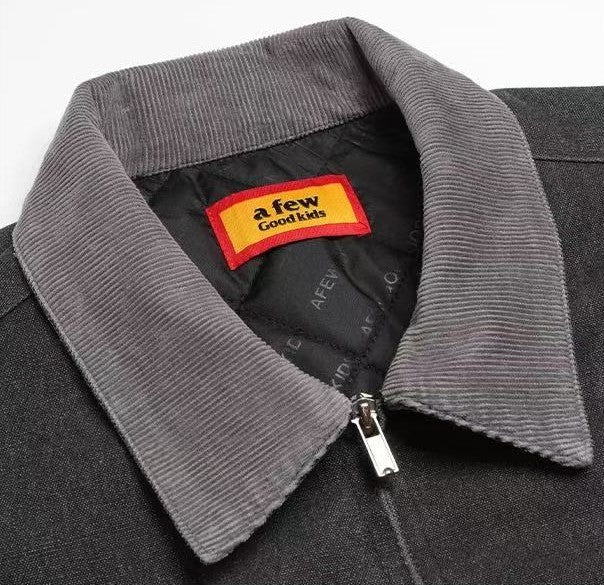 AFGK Vintage Quilted Cotton Washed Distressed Detroit Jacket