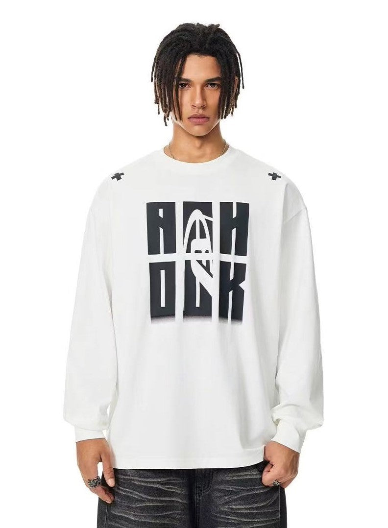 ACHOCK Heavy Letter Print Long-sleeve T-shirt