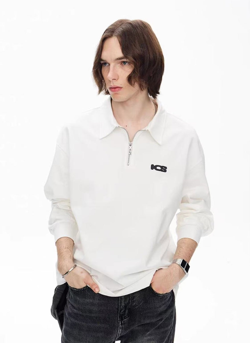 ICONSLAB Monogram Half-zip Long-sleeve Polo Shirt