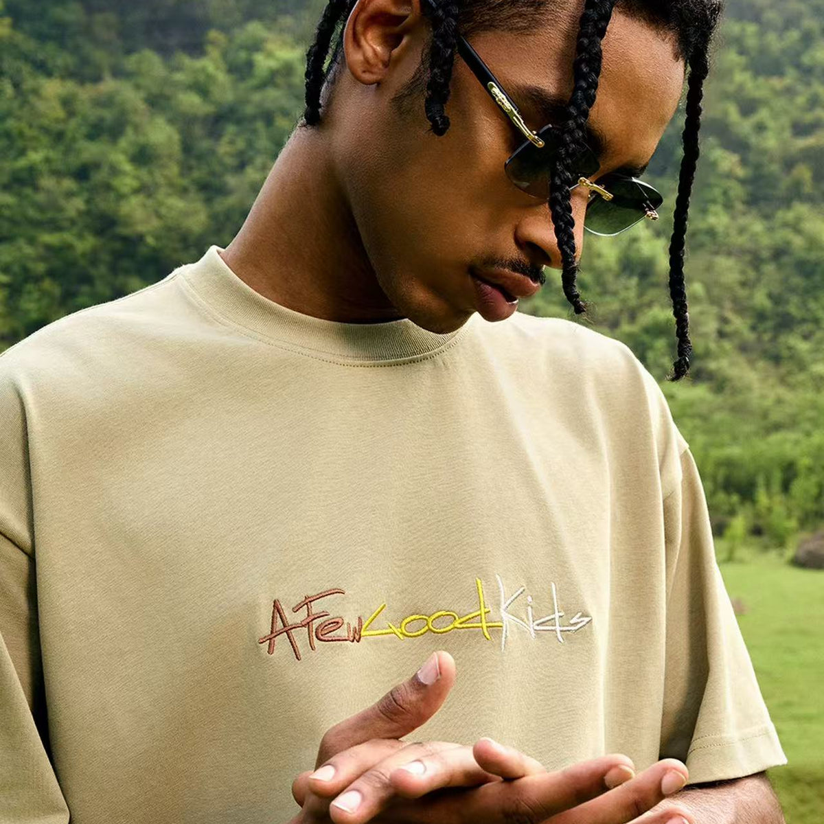 AFGK Cursive Logo Embroidered Short-sleeve T-shirt