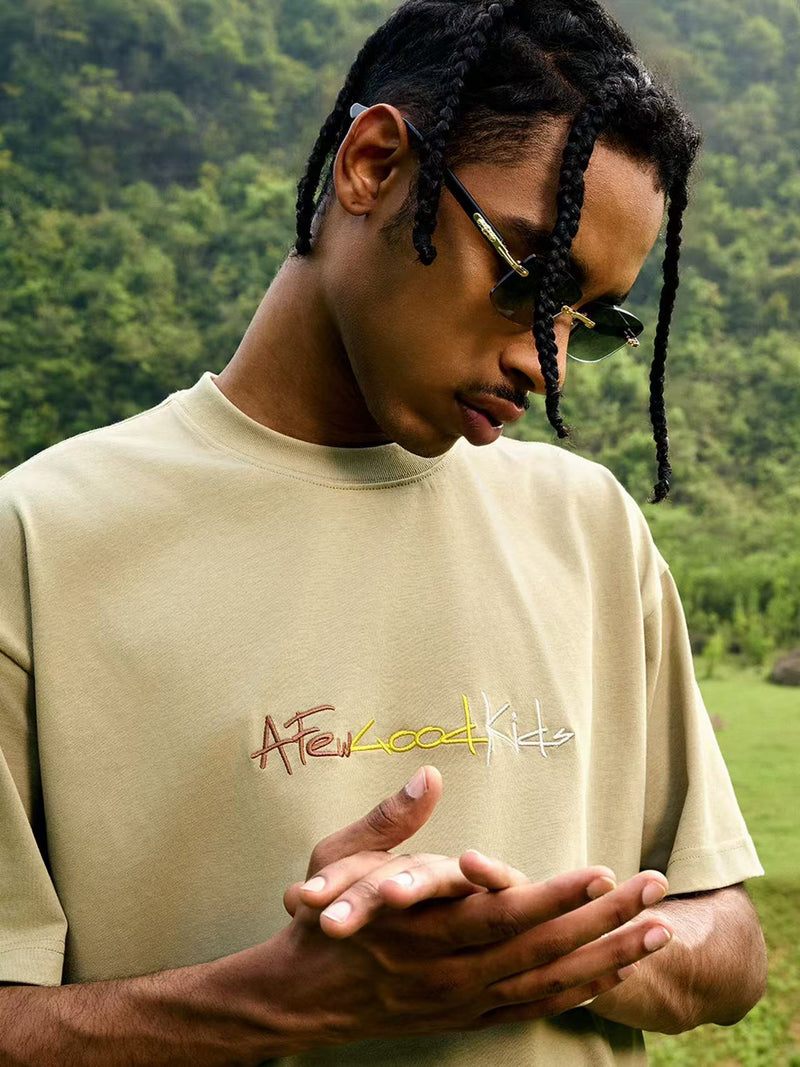 AFGK Cursive Logo Embroidered Short-sleeve T-shirt