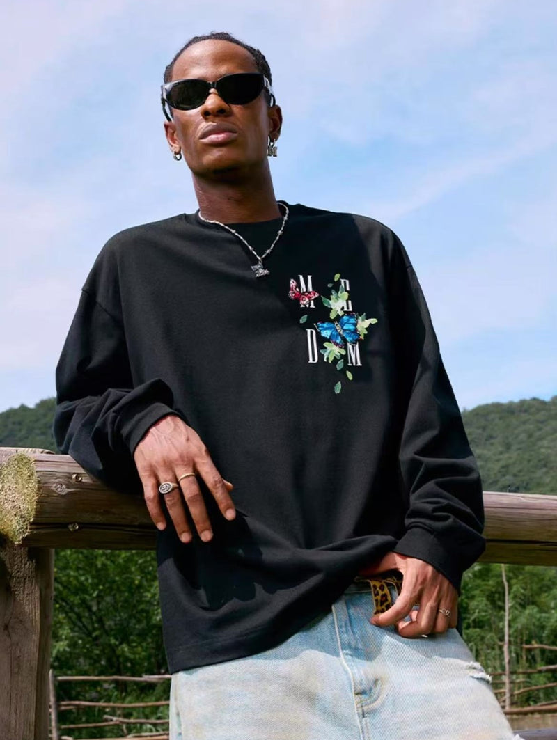 MEDM Butterfly Printed Long-sleeve T-shirt