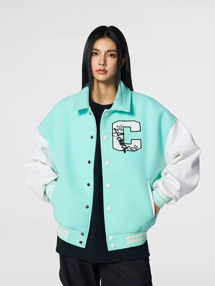 ACHOCK Patchwork Logo Baseball Jacket