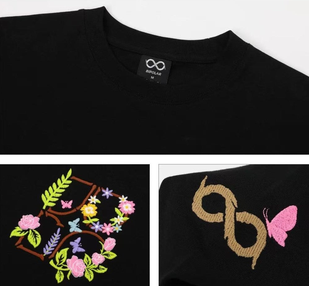 BIPOLAR Embroidered Flower Long-sleeved Sweatshirt