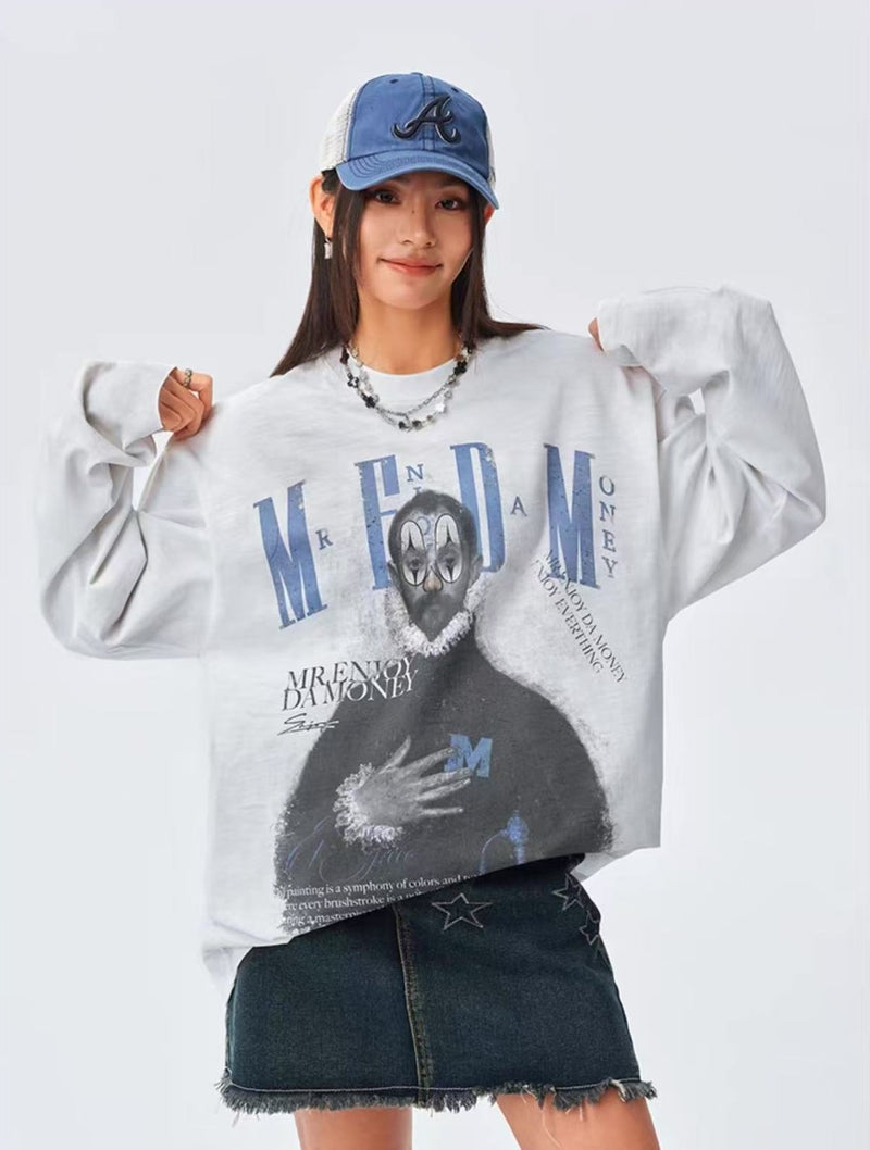 MEDM Spoof Oil Painting Long-sleeved T-shirt
