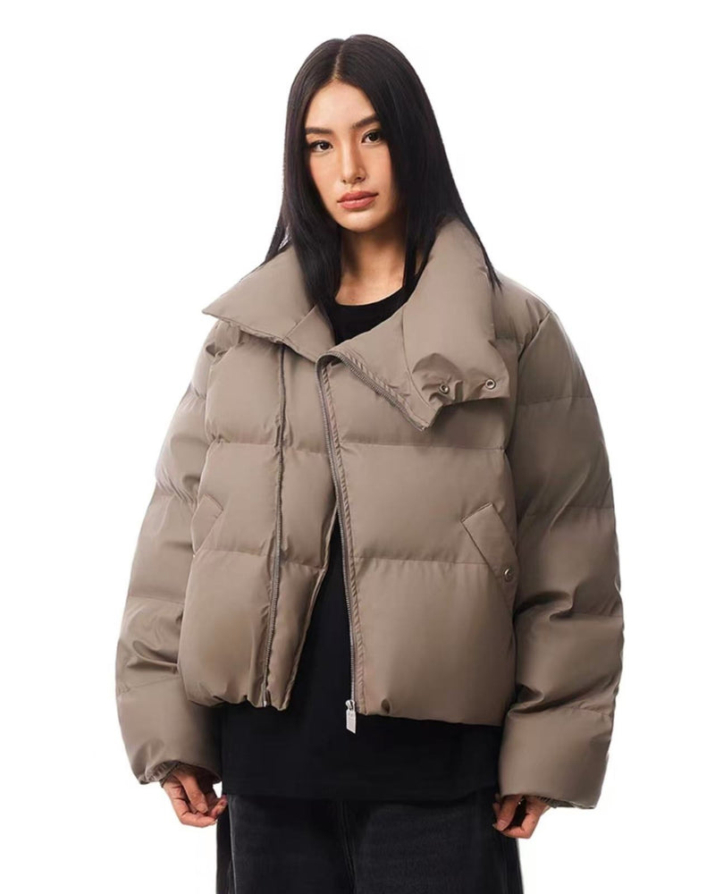 FDR Diagonal Zipper Stand Collar Down Jacket (For Women)
