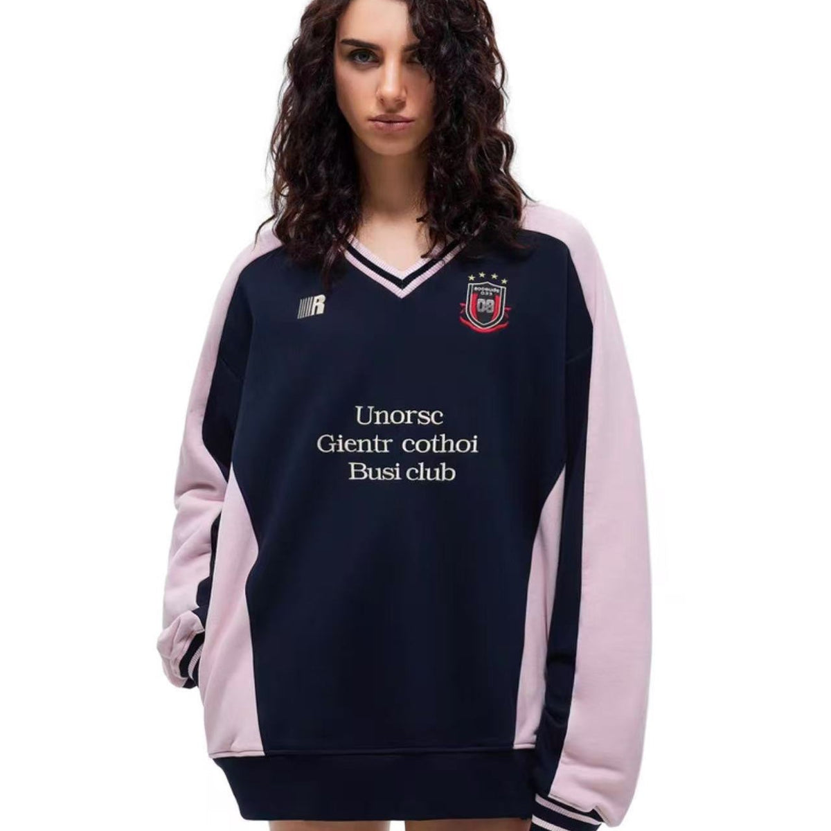 FDR Badge V-neck Contrasting Colors Sweater