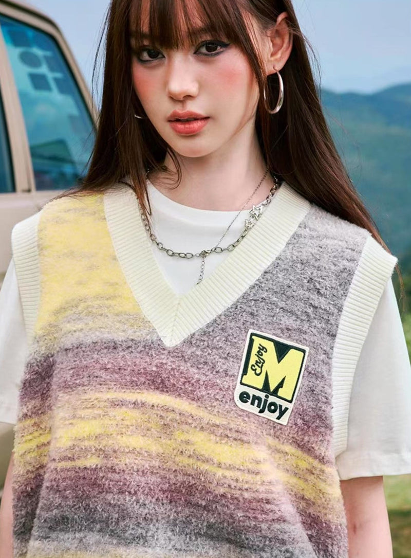 MEDM Colorful Striped Sweater Vest
