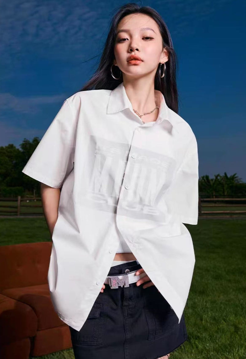 MEDM Tonal Offset Printed Short Sleeve Shirt