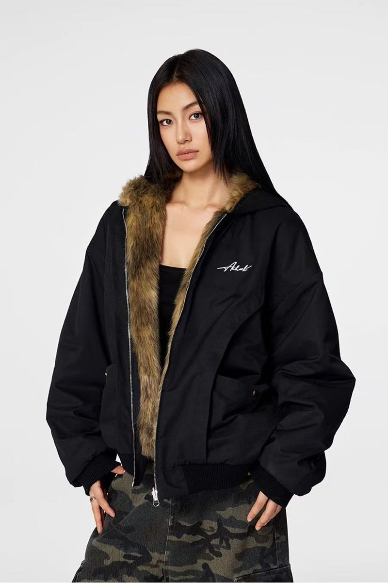 ACHOCK Wind-resistant Thickened Double-sided Bomber Jacket
