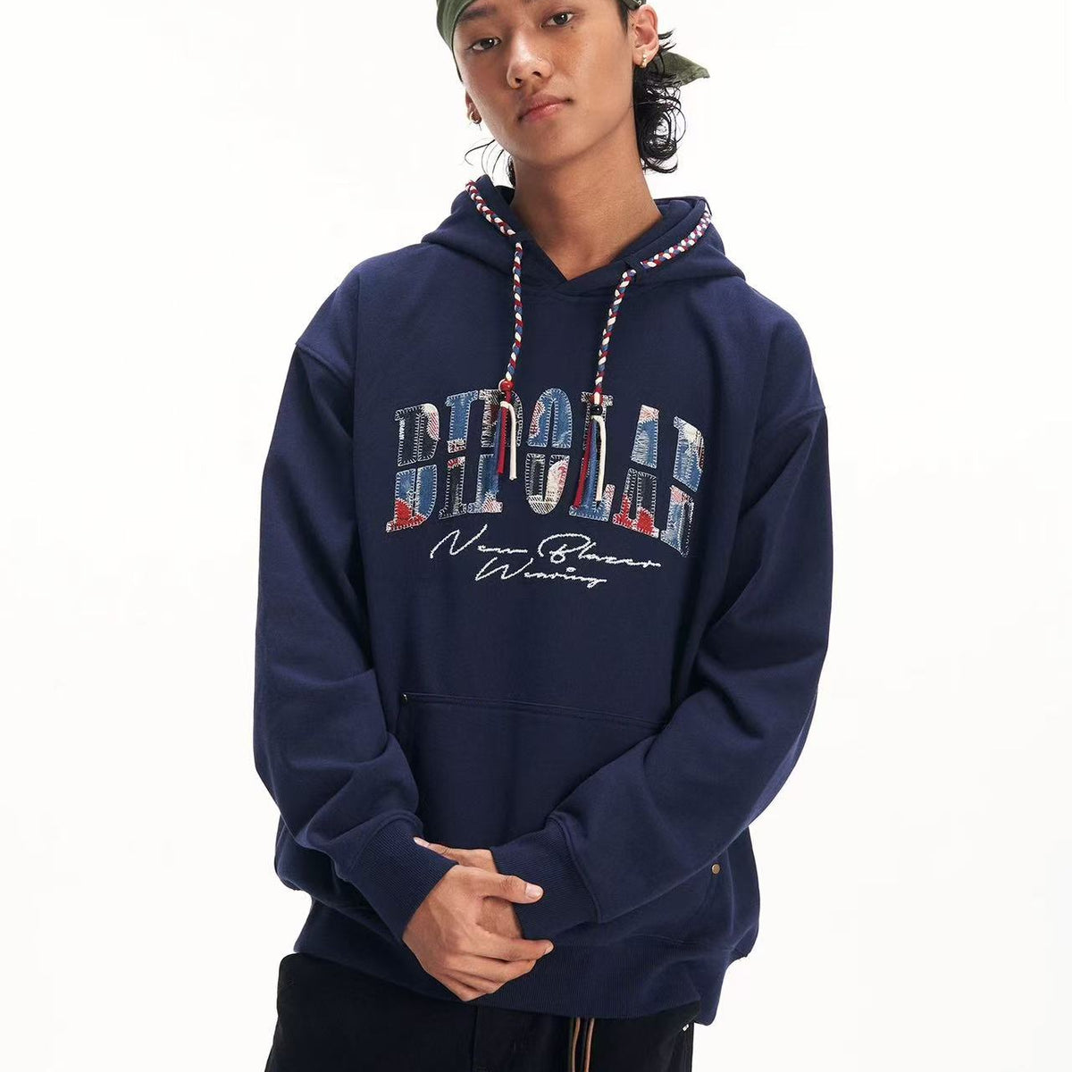 BIPOLAR Denim Patchwork Plaid Hoodie