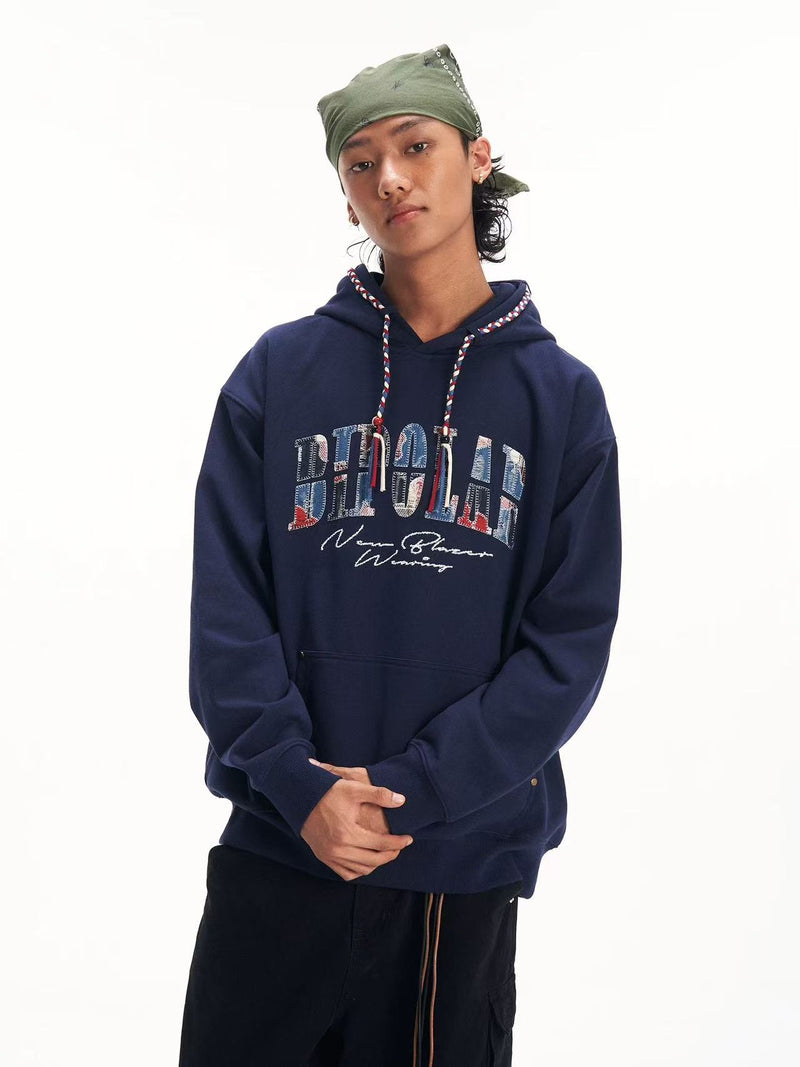 BIPOLAR Denim Patchwork Plaid Hoodie