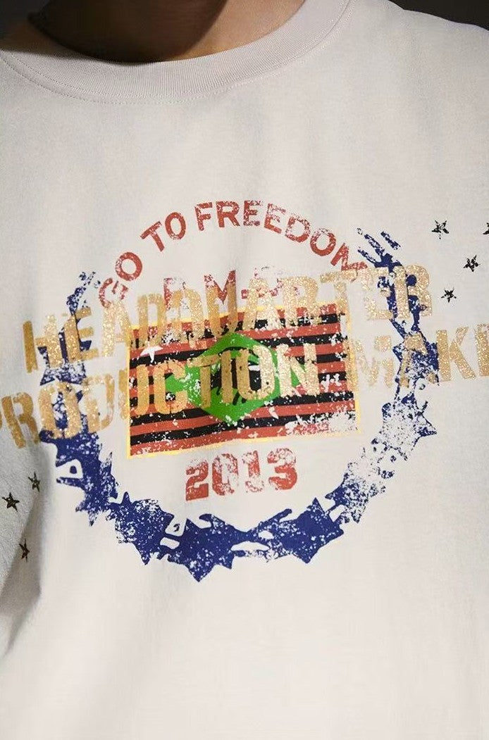 REMEDY Distressed Letter Print Short-sleeve T-shirt