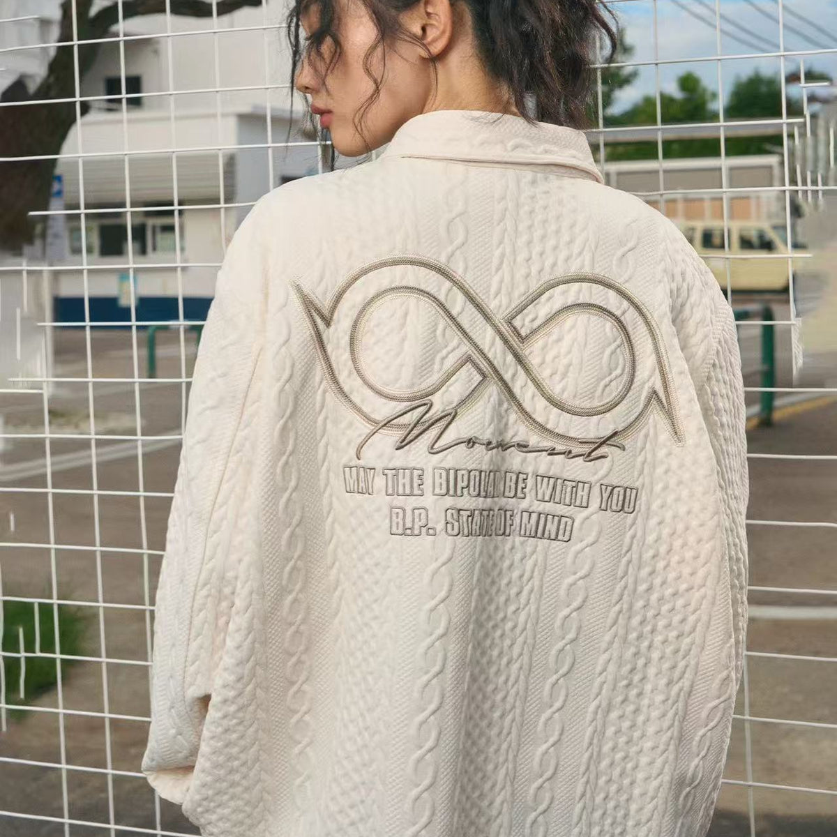 BIPOLAR Logo Printed Textured Long-sleeve Shirts