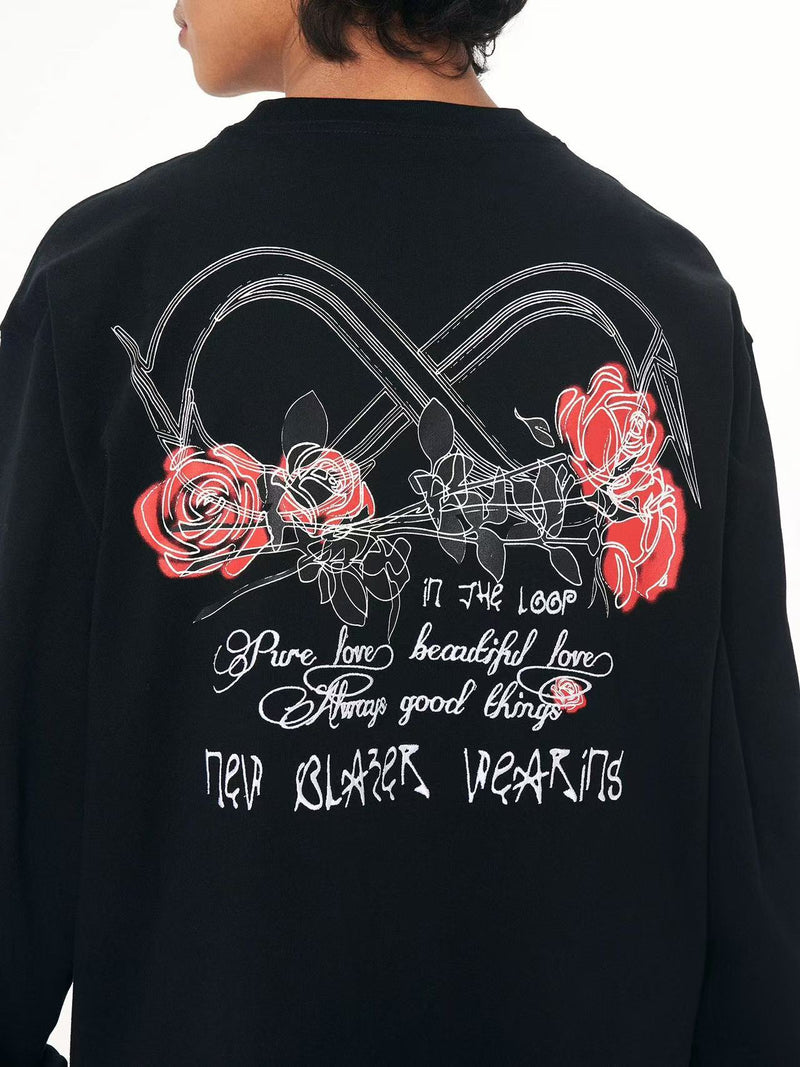 BIPOLAR Neon Rose Embroidered Long-sleeves T-shirts