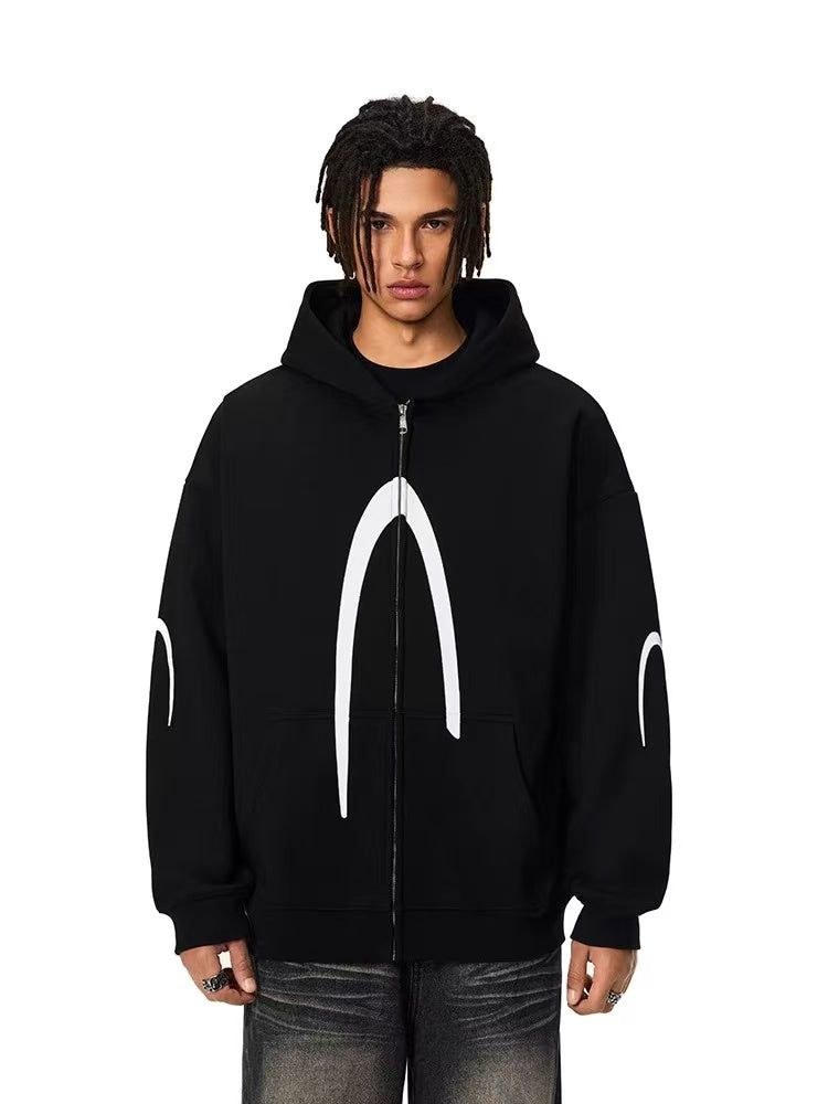 ACHOCK Hip Hop High Street Hooded Zipper Sweatshirt